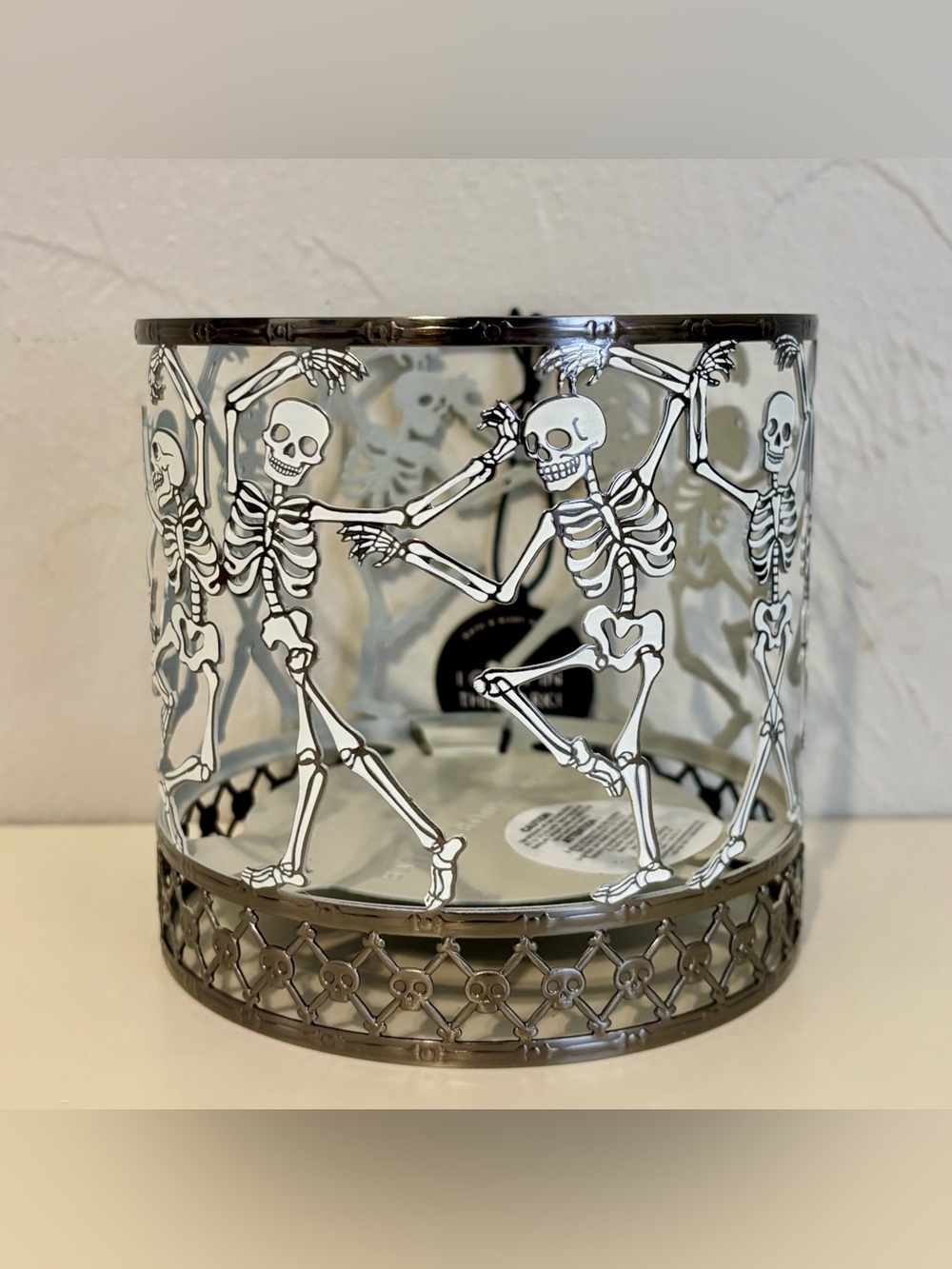 Bath & Body Works Halloween Skeleton Dancing Candle Holder Glow in the Dark
